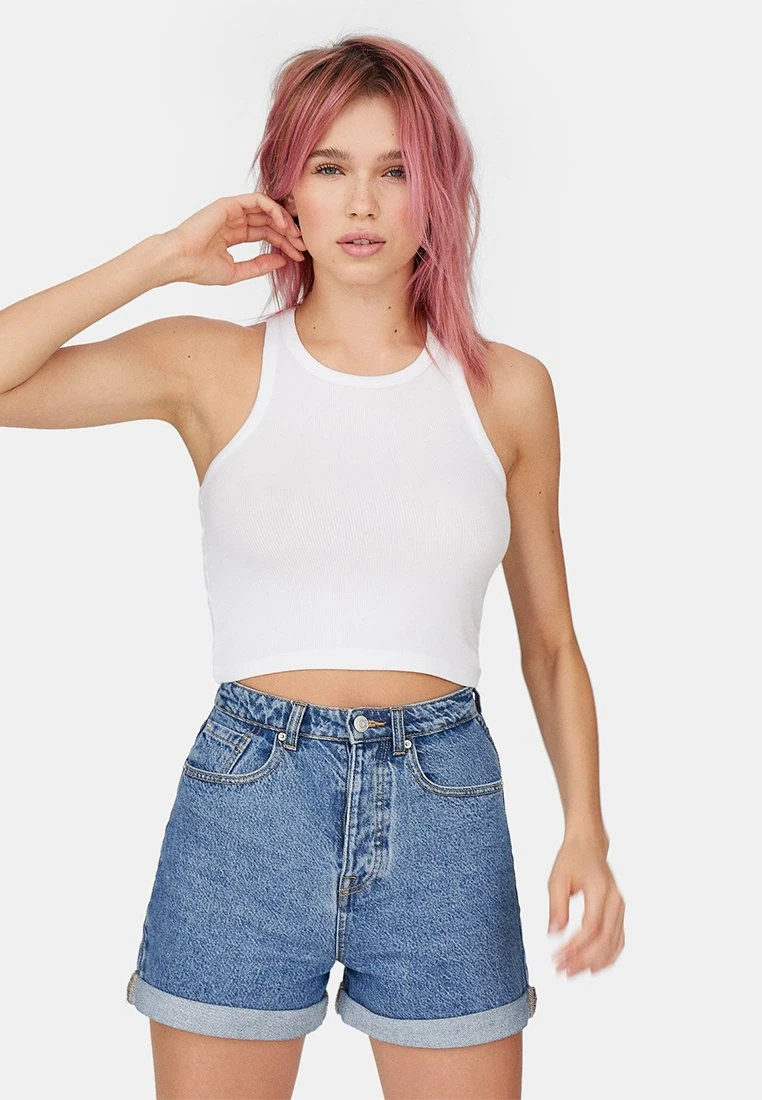 Stradivarius MOM-FIT - Jeans Shorts - Blue Denim 1 Stradivarius MOM-FIT - Jeans Shorts - Blue Denim
