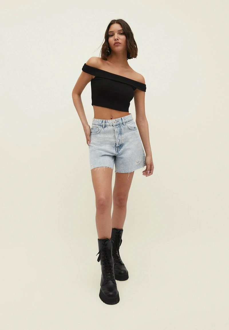 Stradivarius CROPPED BARDOT - Top - Black 2 Stradivarius CROPPED BARDOT - Top - Black – Bild 2