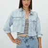 Stradivarius KURZE - Jeansjacke - Neon Blue