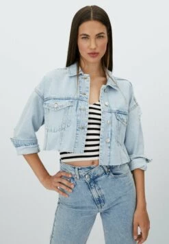 Stradivarius KURZE - Jeansjacke - Neon Blue