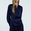 Stradivarius MIT DRAPIERTEM ROCK - Cocktailkleid/festliches Kleid - Dark Blue