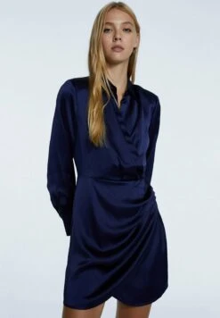 Stradivarius MIT DRAPIERTEM ROCK - Cocktailkleid/festliches Kleid - Dark Blue