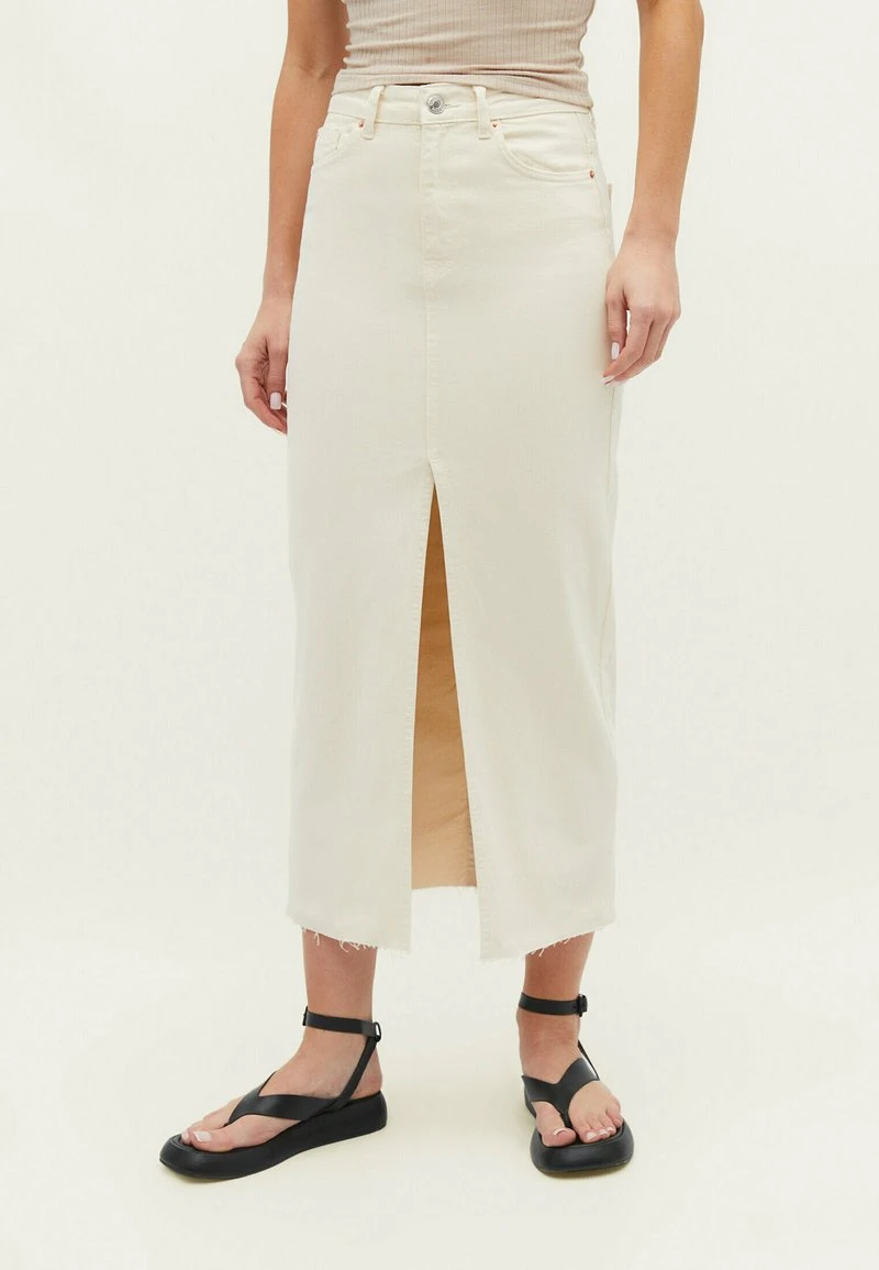 Stradivarius LONG COMFORT - Bleistiftrock - Off White 1 Stradivarius LONG COMFORT - Bleistiftrock - Off White