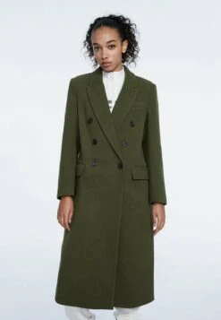 Stradivarius MIT KNÖPFEN - Klassischer Mantel - Khaki