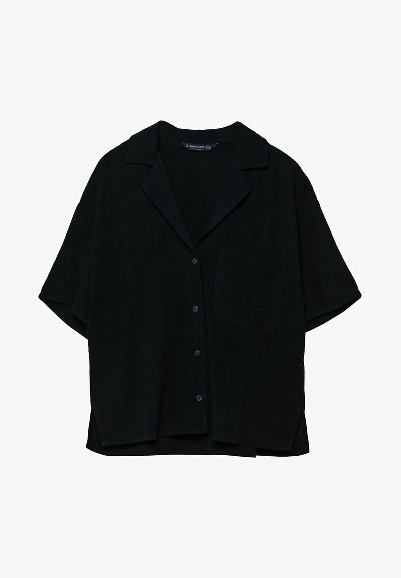 Stradivarius SHORT SLEEVE RUSTIC - Hemdbluse - Black 5 Stradivarius SHORT SLEEVE RUSTIC - Hemdbluse - Black – Bild 5