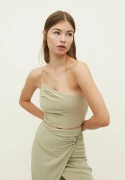 Stradivarius ASYMMETRIC RUSTIC - Top - Dark Green