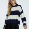 Stradivarius MIT STREIFEN - Strickpullover - Dark Blue