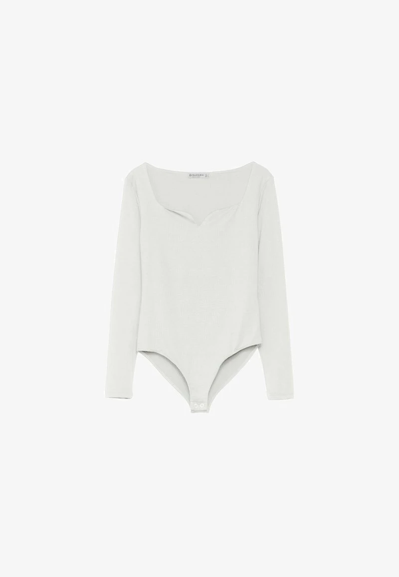 Stradivarius LANGARM-BODY MIT HERZAUSSCHNITT - Langarmshirt - White 5 Stradivarius LANGARM-BODY MIT HERZAUSSCHNITT - Langarmshirt - White – Bild 5