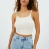 Stradivarius MIT RACERBACK - Top - Stone