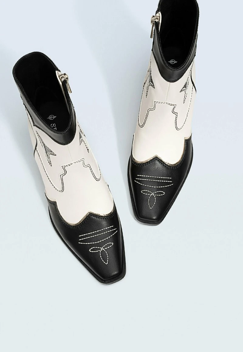 Stradivarius Cowboy-/Bikerstiefelette - Black White 5 Stradivarius Cowboy-/Bikerstiefelette - Black White – Bild 5