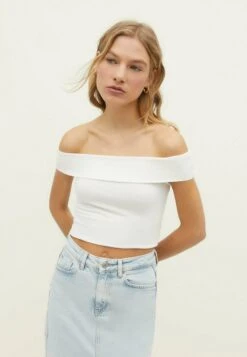 Stradivarius OFF-THE-SHOULDER - T-Shirt Basic - White