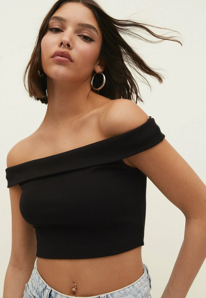 Stradivarius CROPPED BARDOT - Top - Black 4 Stradivarius CROPPED BARDOT - Top - Black – Bild 4