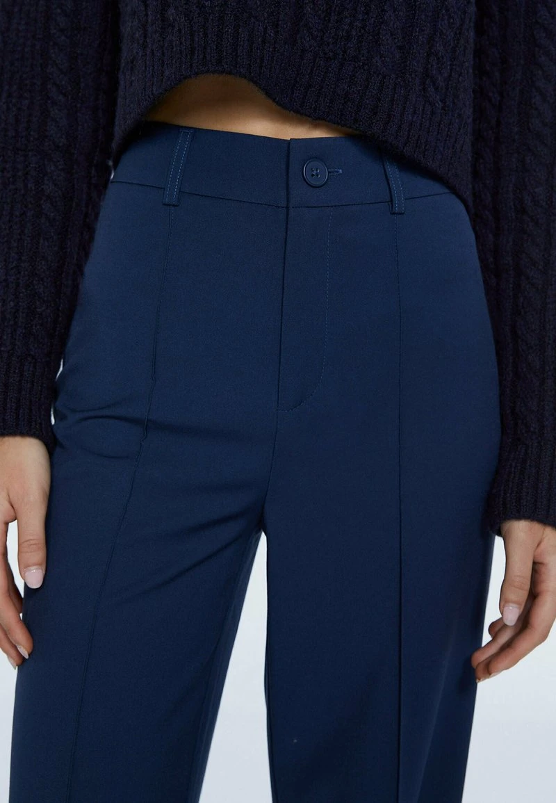 Stradivarius MIT MITTELNAHT - Stoffhose - Dark Blue 4 Stradivarius MIT MITTELNAHT - Stoffhose - Dark Blue – Bild 4