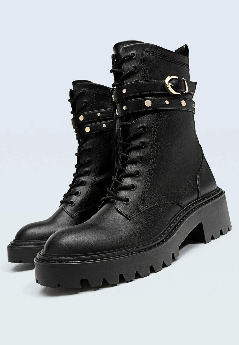 Stradivarius FLACHE MIT NIETEN 19451170 - Schnürstiefelette - Black 5 Stradivarius FLACHE MIT NIETEN 19451170 - Schnürstiefelette - Black – Bild 5