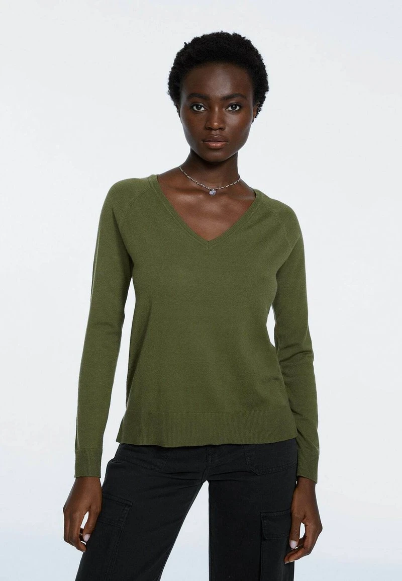 Stradivarius BASIC - Strickpullover - Green 1 Stradivarius BASIC - Strickpullover - Green