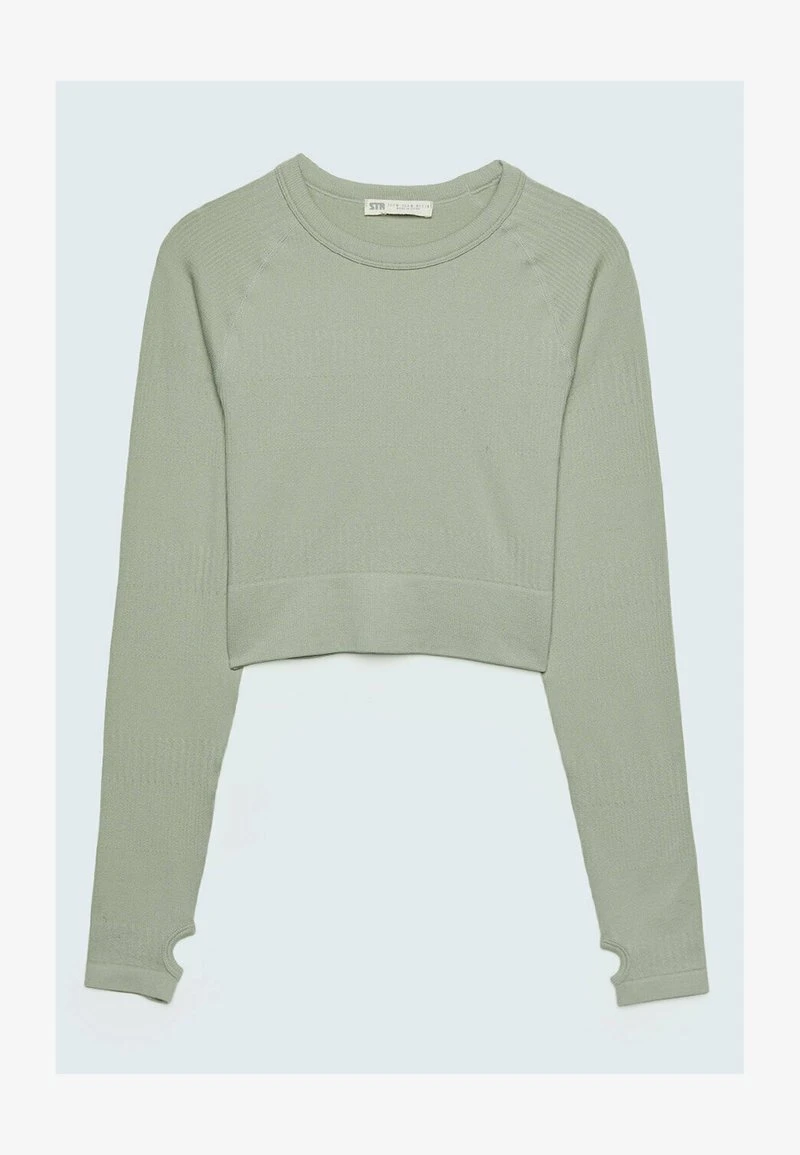 Stradivarius SEAMLESS TEXTURED WITH RAGLAN SLEEVES - Langarmshirt - Khaki 5 Stradivarius SEAMLESS TEXTURED WITH RAGLAN SLEEVES - Langarmshirt - Khaki – Bild 5