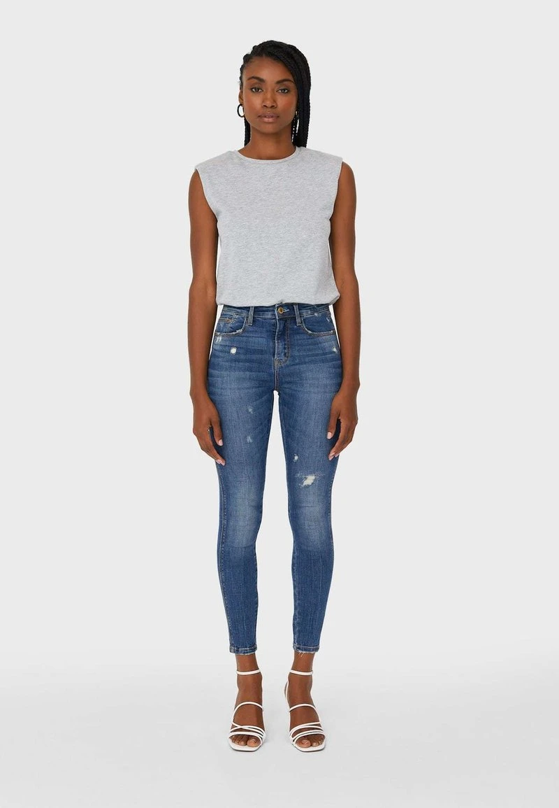 Stradivarius MIT HOHEM BUND - Jeans Skinny Fit - Blue 2 Stradivarius MIT HOHEM BUND - Jeans Skinny Fit - Blue – Bild 2