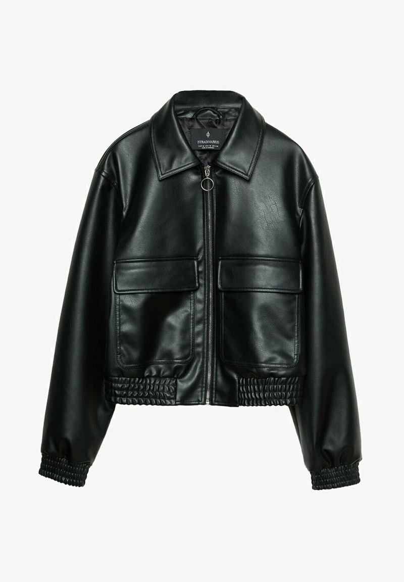 Stradivarius WITH FRONT POCKETS - Kunstlederjacke - Black 5 Stradivarius WITH FRONT POCKETS - Kunstlederjacke - Black – Bild 5