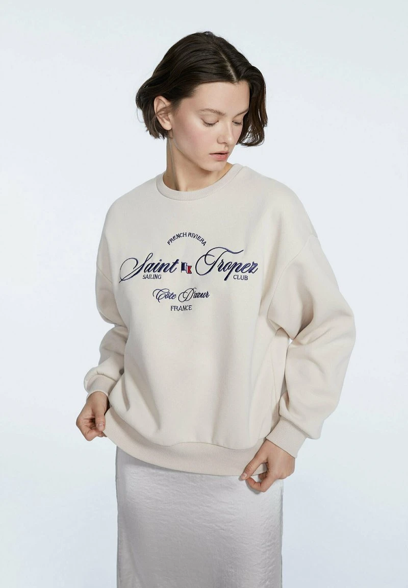 Stradivarius MIT STICKEREI 02501501 - Sweatshirt - Stone 2 Stradivarius MIT STICKEREI 02501501 - Sweatshirt - Stone – Bild 2