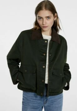 Stradivarius CROPPED WAXED-EFFECT - Übergangsjacke - Khaki