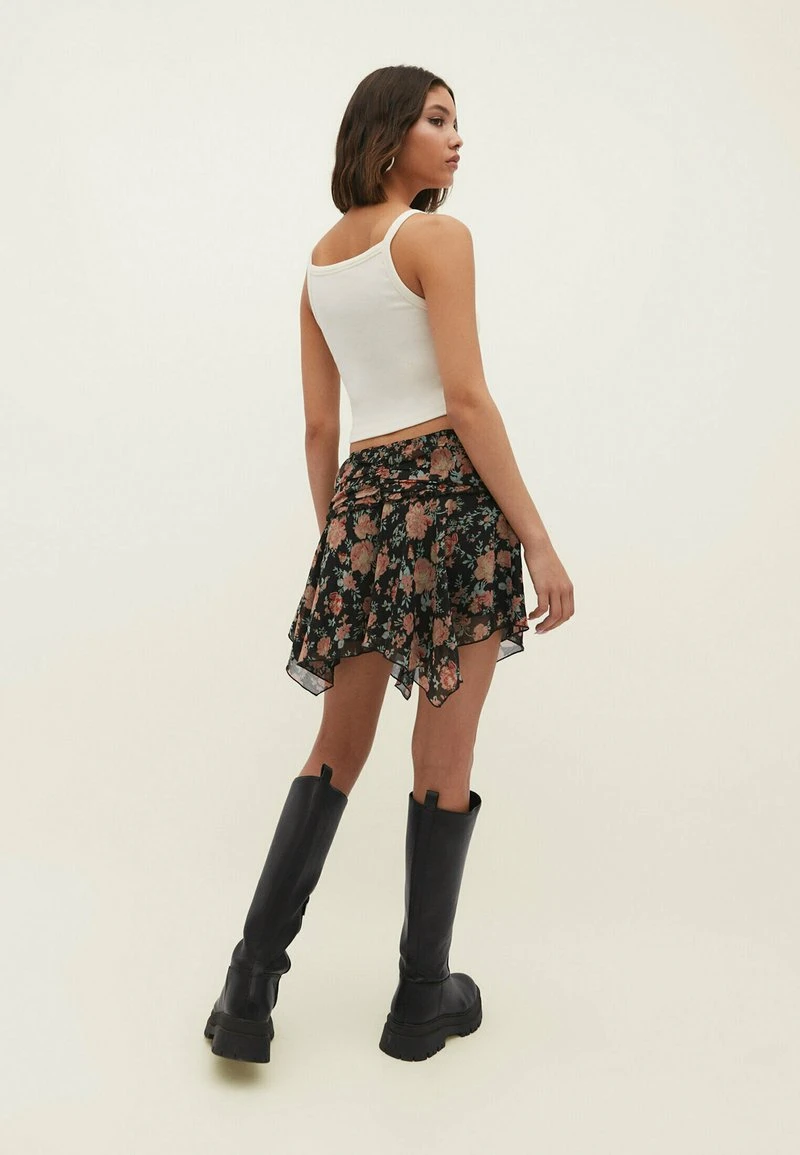 Stradivarius PRINTED WITH POINTED DETAIL - Minirock - Black 3 Stradivarius PRINTED WITH POINTED DETAIL - Minirock - Black – Bild 3