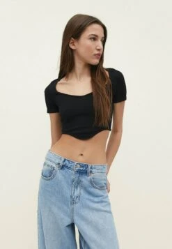 Stradivarius SEAMLESS - T-Shirt Basic - Black