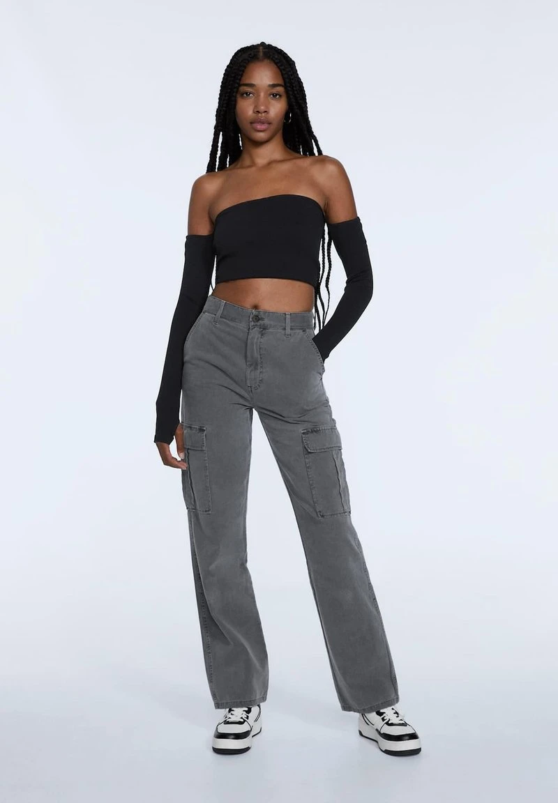 Stradivarius STRAIGHT FIT - Cargohose - Dark Grey 2 Stradivarius STRAIGHT FIT - Cargohose - Dark Grey – Bild 2