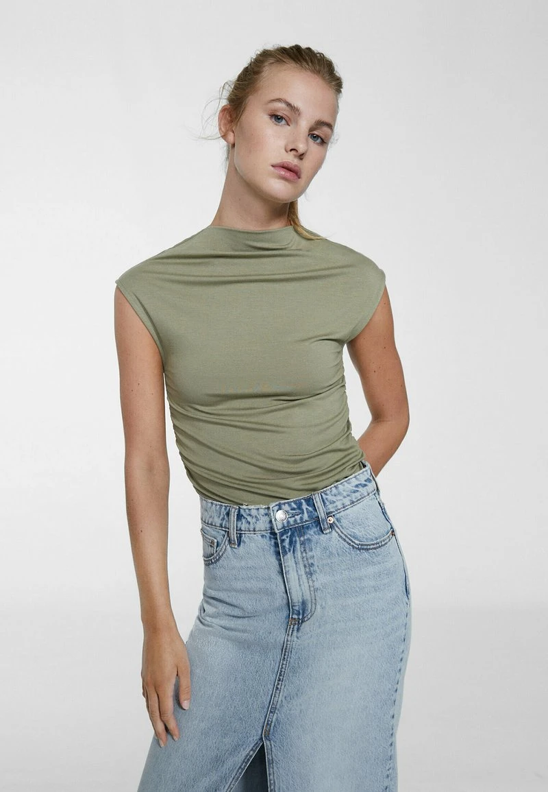 Stradivarius GATHERING - T-Shirt Basic - Khaki 1 Stradivarius GATHERING - T-Shirt Basic - Khaki