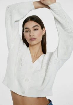 Stradivarius FADED-EFFECT - Strickjacke - Off White