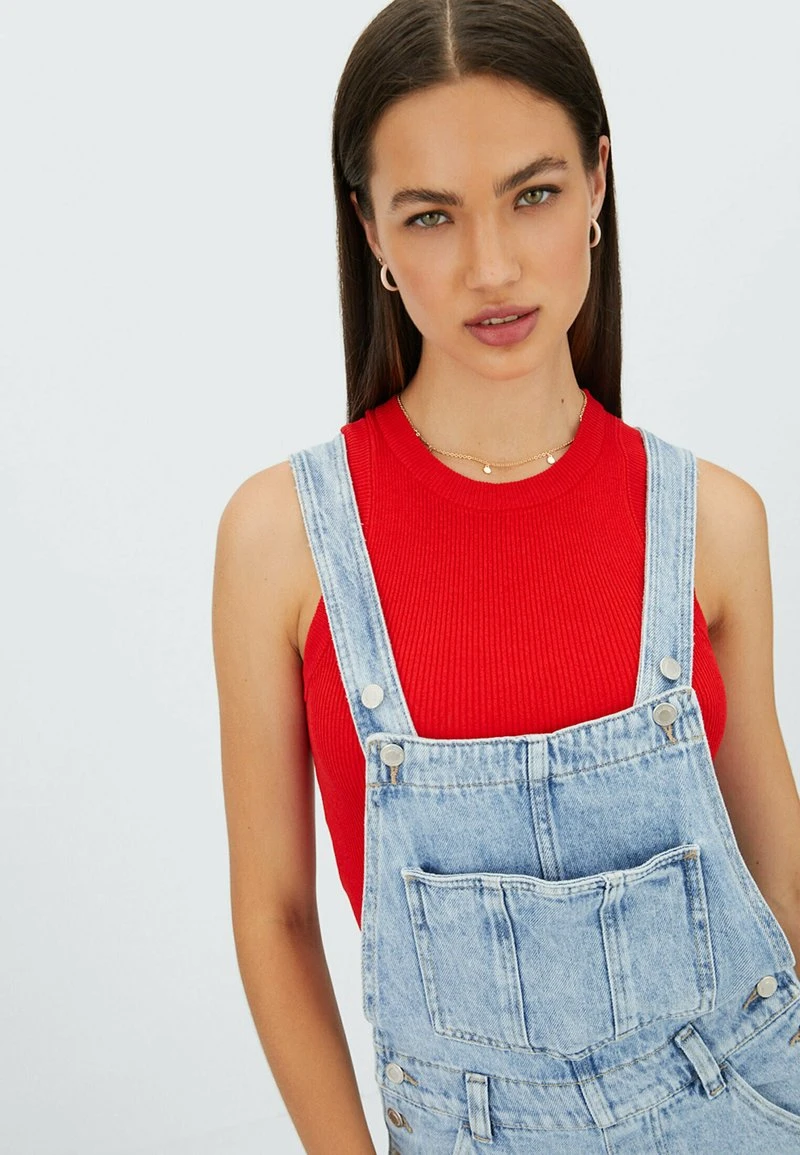 Stradivarius Latzhose - Light-blue Denim 4 Stradivarius Latzhose - Light-blue Denim – Bild 4