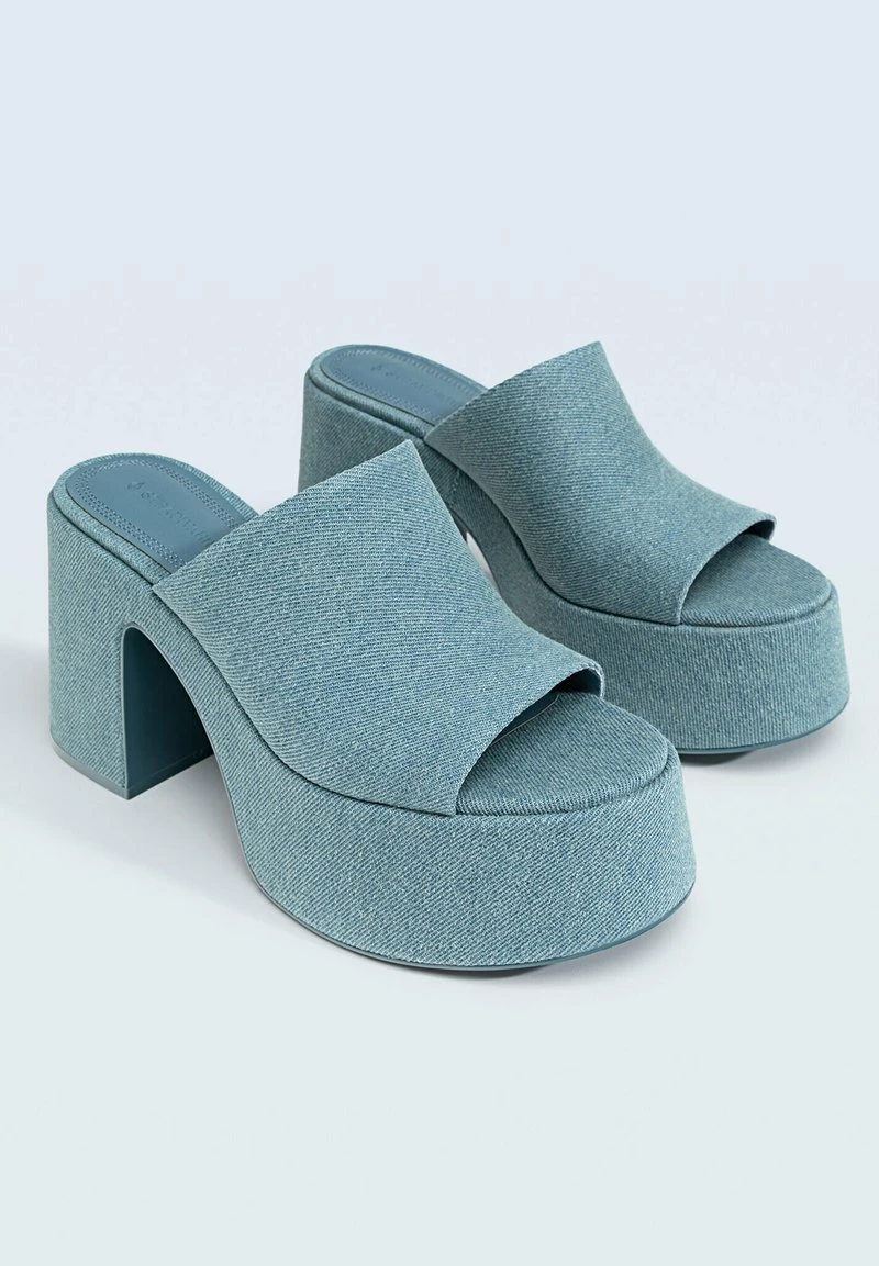 Stradivarius HIGH-HEEL PLATFORM - Pantolette Hoch - Neon Blue 6 Stradivarius HIGH-HEEL PLATFORM - Pantolette Hoch - Neon Blue – Bild 6