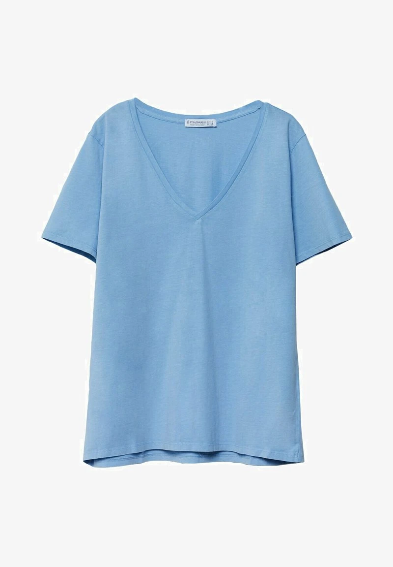 Stradivarius ACID WASH V-NECK - T-Shirt Basic - Blue 5 Stradivarius ACID WASH V-NECK - T-Shirt Basic - Blue – Bild 5