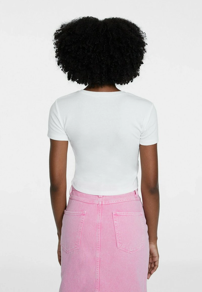 Stradivarius CROPPED - T-Shirt Print - White 3 Stradivarius CROPPED - T-Shirt Print - White – Bild 3