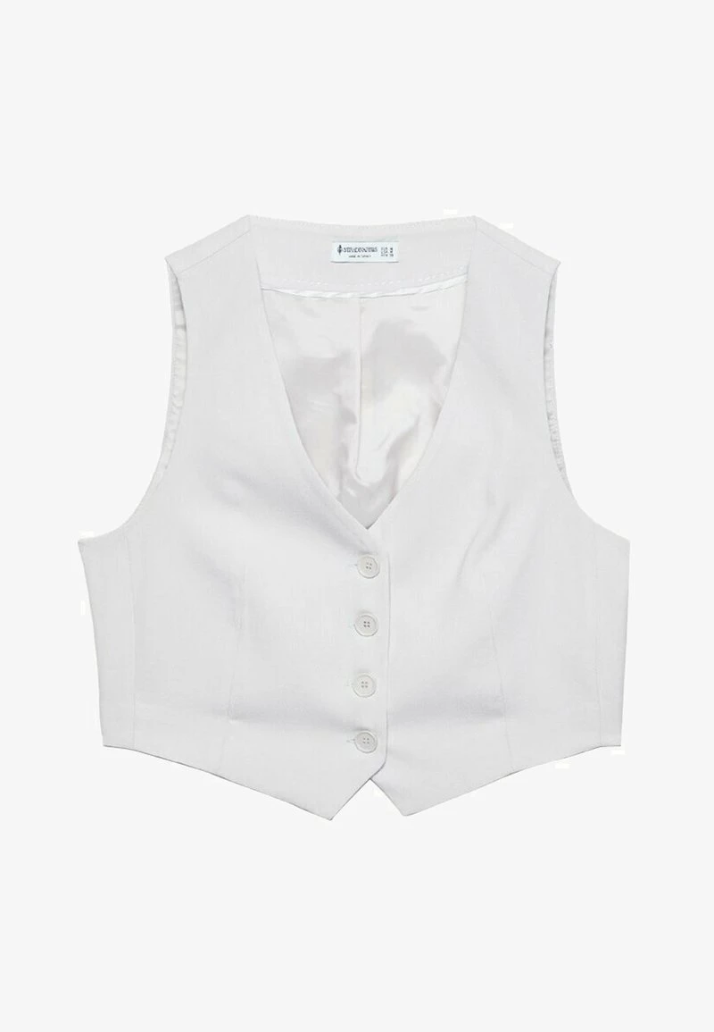 Stradivarius KURZE BASIC - Weste - White 5 Stradivarius KURZE BASIC - Weste - White – Bild 5