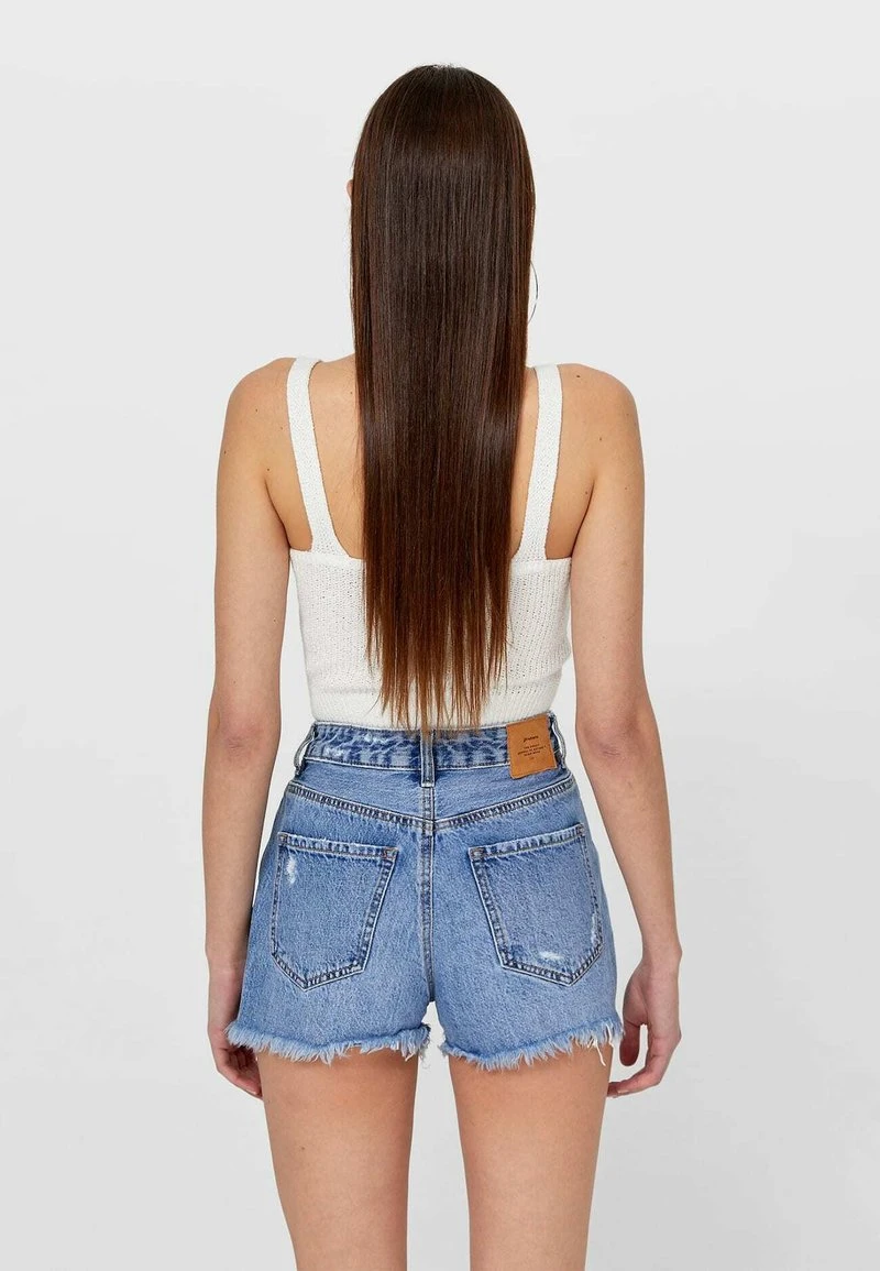 Stradivarius MIT RISSEN - Jeans Shorts - Dark Blue 3 Stradivarius MIT RISSEN - Jeans Shorts - Dark Blue – Bild 3