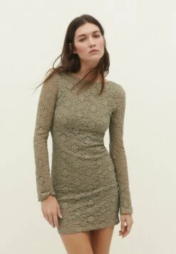 Stradivarius SHORT WITH BOW - Etuikleid - Khaki