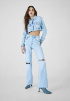 Stradivarius Flared Jeans - Mottled Royal Blue