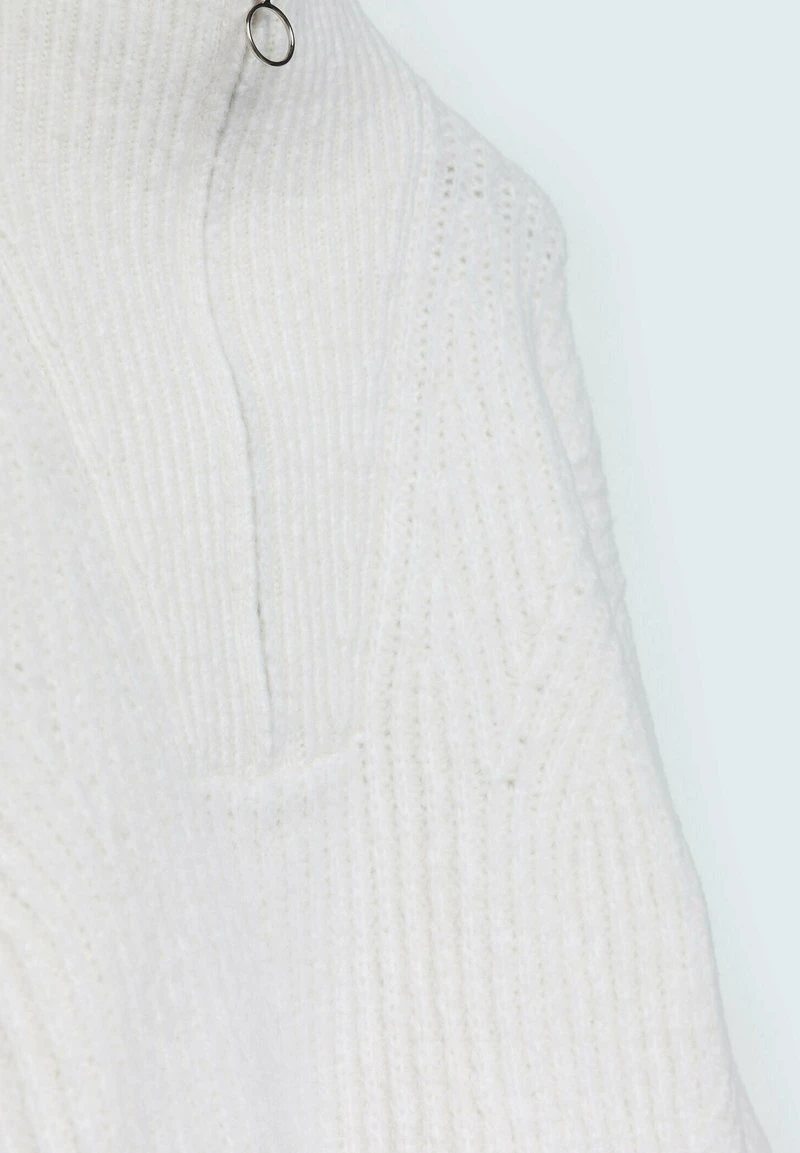 Stradivarius Grober Mit Reißverschluss - Strickpullover - White 6 Stradivarius Grober Mit Reißverschluss - Strickpullover - White – Bild 6