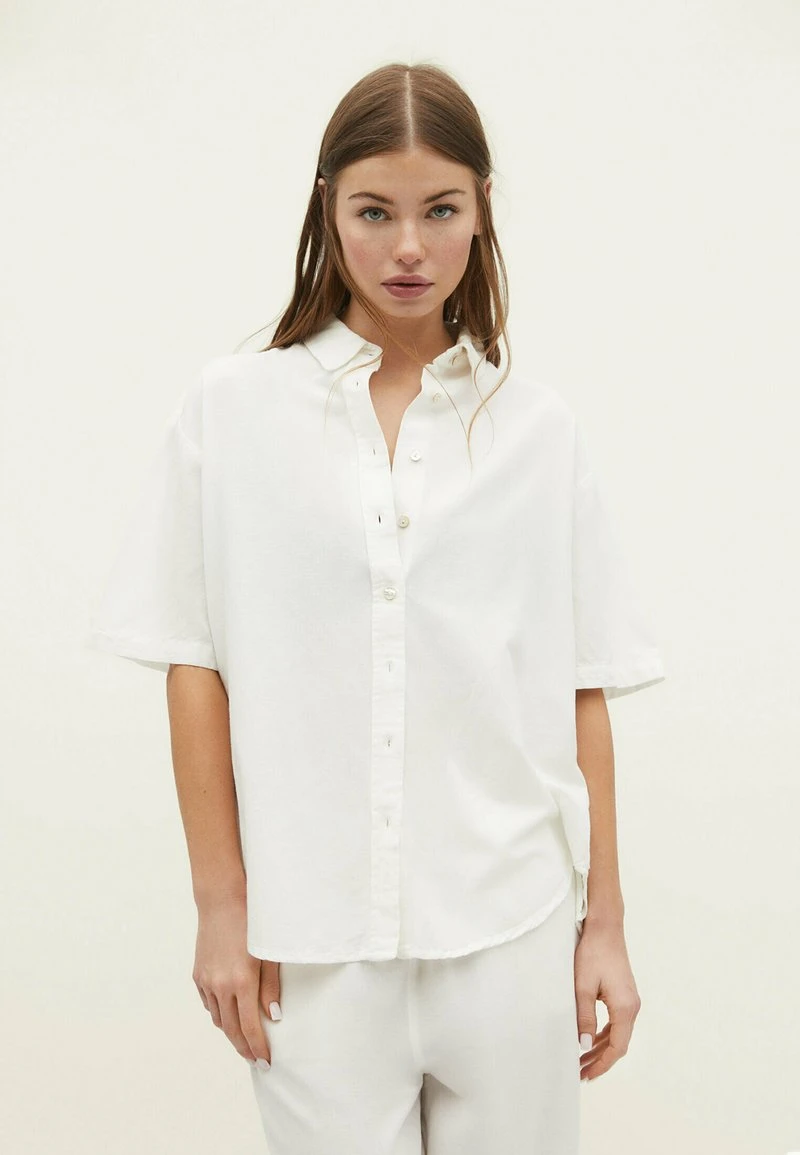 Stradivarius RUSTIC - Hemdbluse - White 1 Stradivarius RUSTIC - Hemdbluse - White