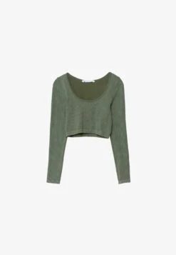 Stradivarius NAHTLOSES CROPPED - Langarmshirt - Khaki -Stradivarius Deutschland Verkaufs-Shop e81448a347d84292a785f50fbd1f8849