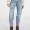 Stradivarius CROPPED - Jeans Straight Leg - Light Blue