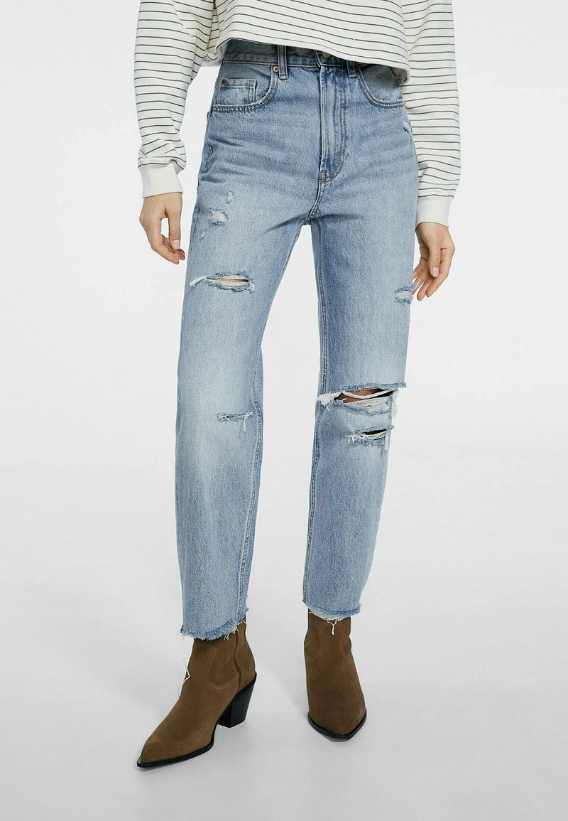 Stradivarius CROPPED - Jeans Straight Leg - Light Blue 1 Stradivarius CROPPED - Jeans Straight Leg - Light Blue