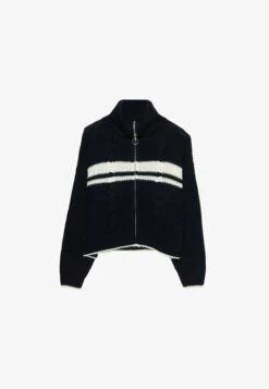 Stradivarius MIT ZOPFMUSTER UND REISSVERSCHLUSS - Strickjacke - Dark Blue -Stradivarius Deutschland Verkaufs-Shop ea154c327c374fa9b51a06c14ce631a9