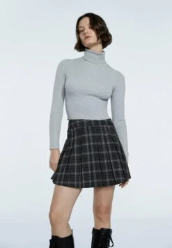 Stradivarius KARIERTER - Faltenrock - Dark Grey