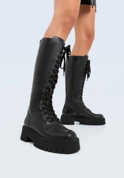 Stradivarius MIT PROFIL - Schnürstiefel - Black