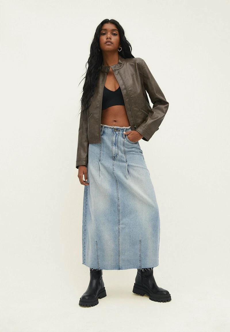 Stradivarius PLEATED - Maxirock - Dirty Denim 2 Stradivarius PLEATED - Maxirock - Dirty Denim – Bild 2