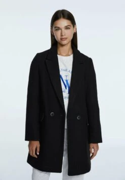 Stradivarius BASIC - Kurzmantel - Black