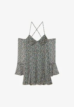 Stradivarius SHORT RUFFLED WITH A CRISS-CROSS BACK - Freizeitkleid - Khaki -Stradivarius Deutschland Verkaufs-Shop f13684e4372a47898940f9d13a418d35