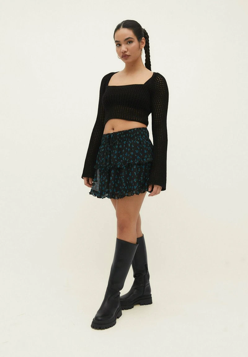 Stradivarius RUFFLED - Minirock - Black 2 Stradivarius RUFFLED - Minirock - Black – Bild 2