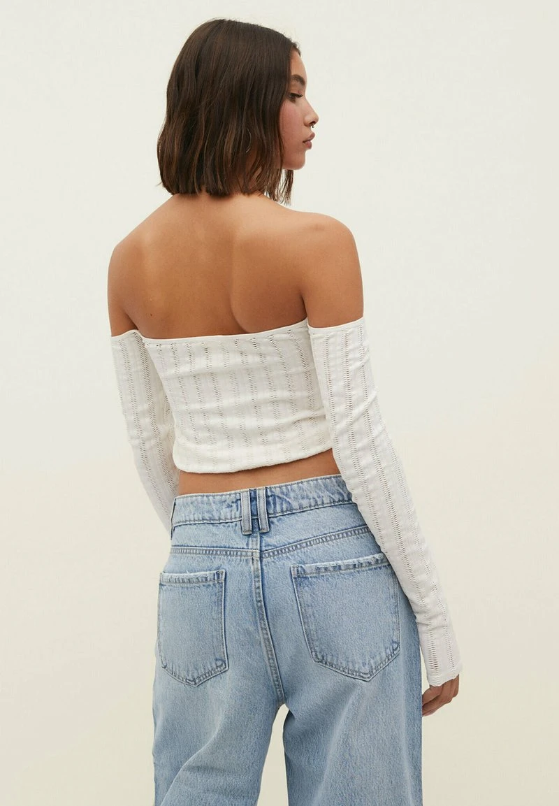 Stradivarius WITH PERFORATIONS - Langarmshirt - Off White 3 Stradivarius WITH PERFORATIONS - Langarmshirt - Off White – Bild 3